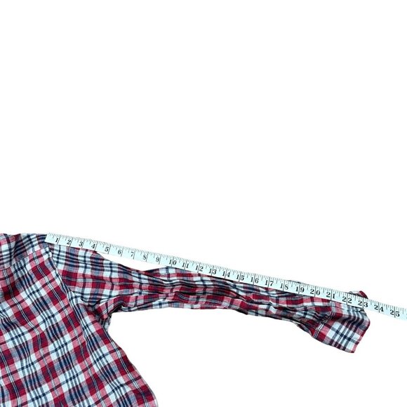 FRANK & EILEEN Shirt Women's Sz Small Red Blue Plaid Eileen 100% Linen Button Up - Picture 7 of 11
